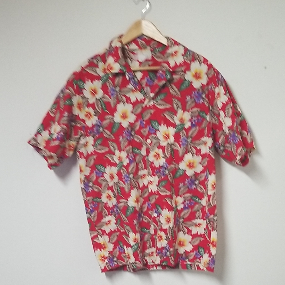 Source Unknown Red Floral Men's Casual Shirt